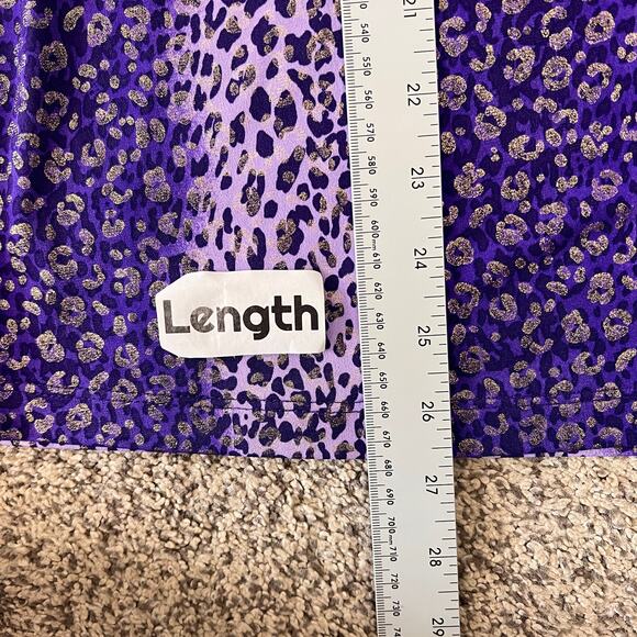 SUSAN GRAVER Womens XL Liquid Knit Purple Gold Metallic Leopard Animal Print Top - Picture 8 of 10